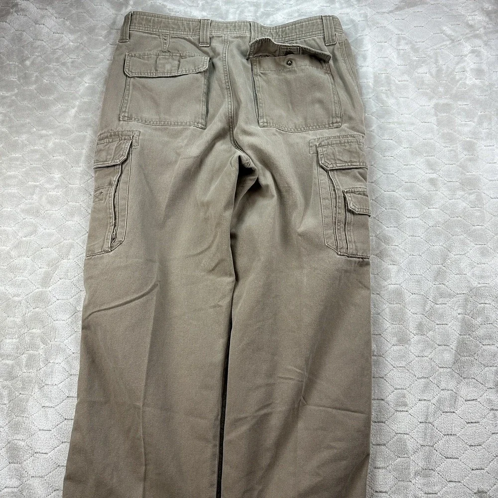 Eddie Bauer Mens Brown 34x28 Cargo Pants Pocket Button Zip Closure Straight Cut
